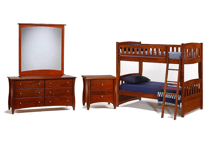 Night & Day Cinnamon 4pc Bunk Bedroom Set in Cherry