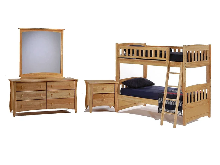 Night & Day Cinnamon 4pc Bunk Bedroom Set in Natural