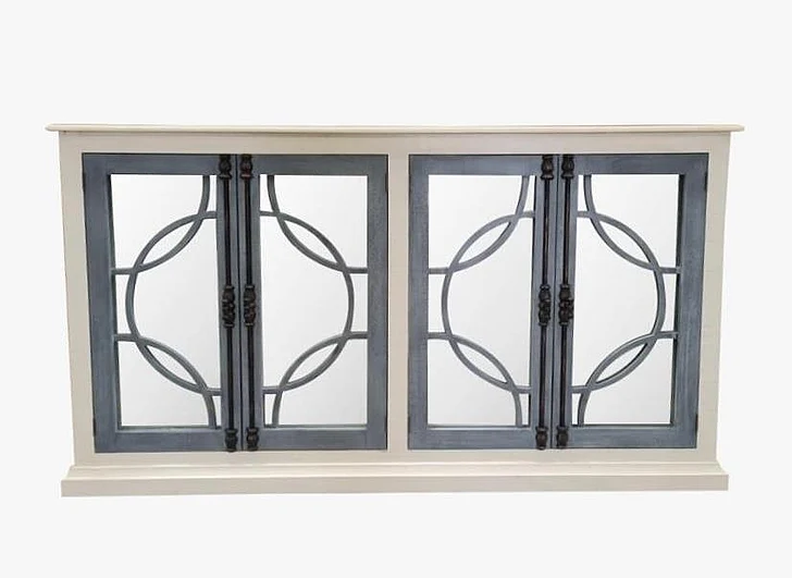Split Nickel Circle Door Console w/ Mirror MIC-177-CCM | SOC4VM