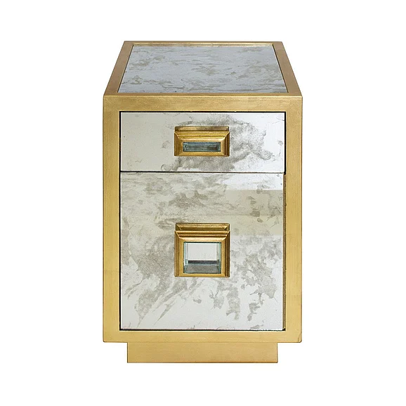 Worlds Away Cisco One Drawer Side Table in Gold Leaf CISCO G
