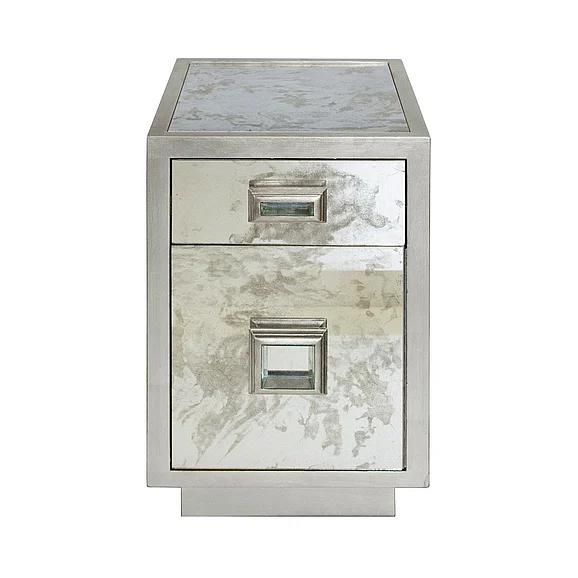 Worlds Away Cisco One Drawer Side Table in Silver Leaf CISCO S