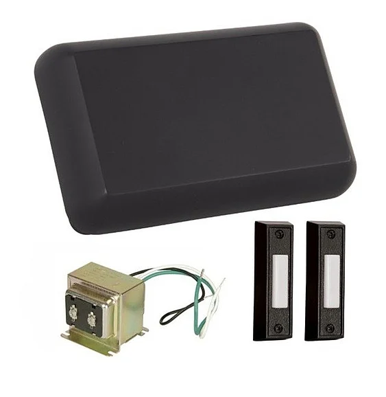 Craftmade Builder Chime Kit in Flat Black w/ 2 Illuminated Black Buttons and T1630 Transformer