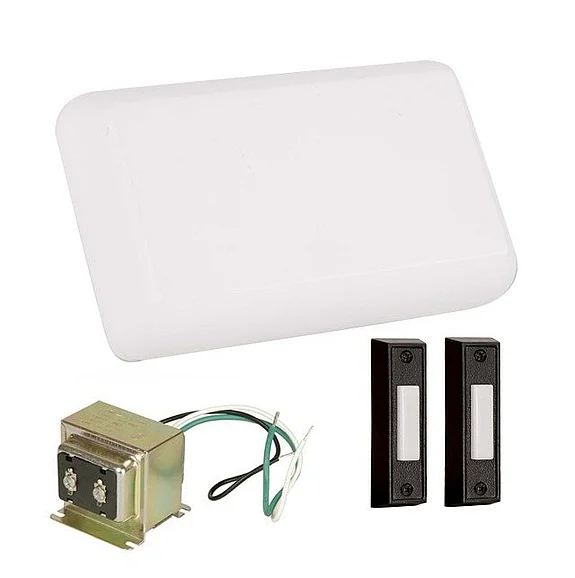 Craftmade Builder Chime Kit in White w/ 2 Illuminated Black Buttons and T1630 Transformer