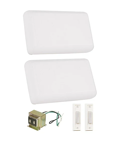 Craftmade Builder 2 Chime Kit in White w/ 2 Illuminated White Buttons and T1630 Transformer