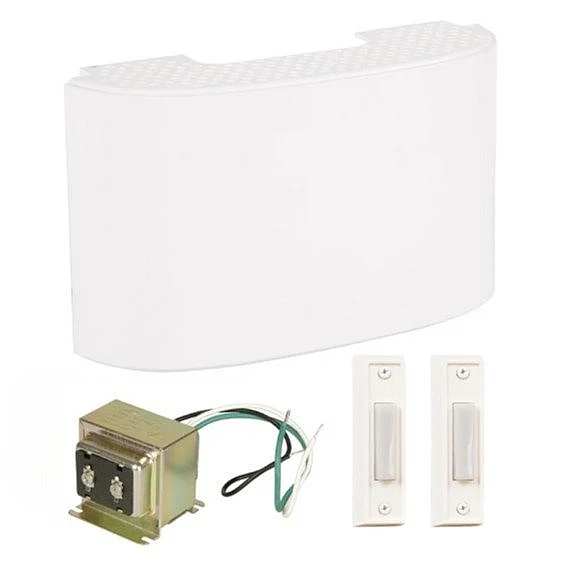 Craftmade Contemporary Chime Kit in White w/ 2 Illuminated White Buttons and T1630 Transformer