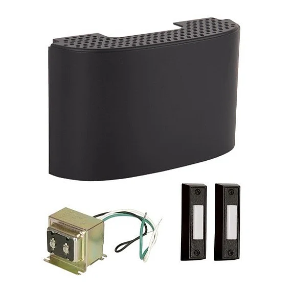 Craftmade Contemporary Chime Kit in Flat Black w/ 2 Illuminated Black Buttons and T1630 Transformer