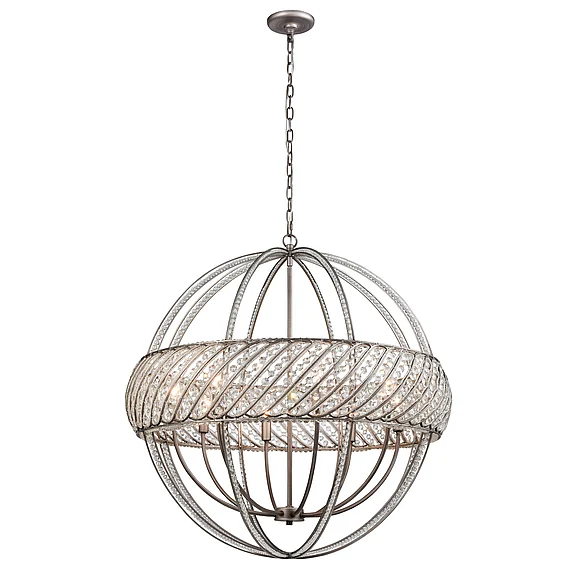 Atlas Bradington 32'' Wide 8-Light Chandelier - Weathered Zinc CL11092-SV