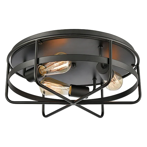 Atlas Wickshire 16'' Wide 3-Light Flush Mount - Matte Black CL11521-BK