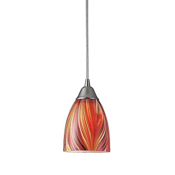 Atlas Arco Baleno 5'' Wide 1-Light Pendant - Satin Nickel with Multicolor Glass CL11528-OR