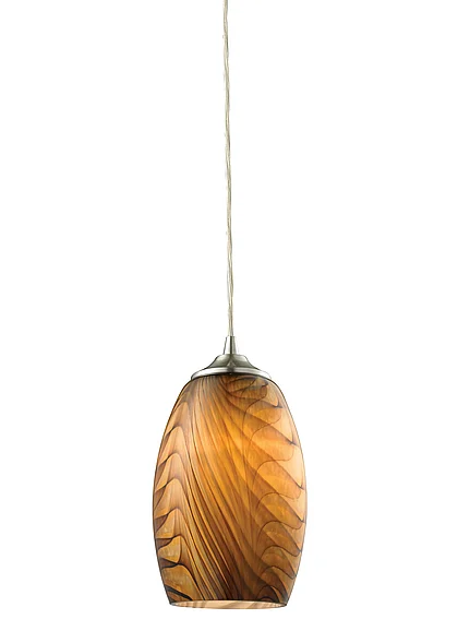 Atlas Tidewaters 5'' Wide 1-Light Pendant - Satin Nickel with Amber Glass CL11697-BN