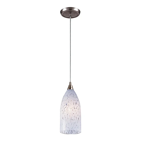 Atlas Verona 5'' Wide 1-Light Pendant - Satin Nickel with Snow White Glass CL11703-WH