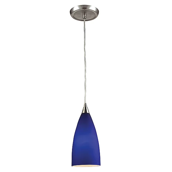 Atlas Vesta 5'' Wide 1-Light Pendant - Satin Nickel with Blue Glass CL11705-BL2