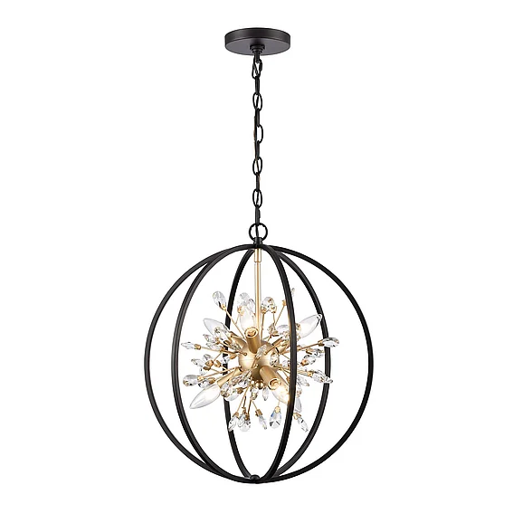 Atlas Clairvoyant 17.75'' Wide 6-Light Chandelier - Matte Black with Gold CL12141-BK