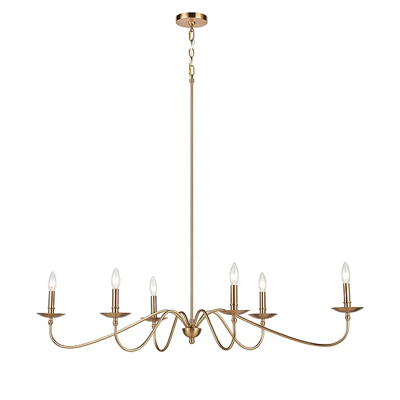 Atlas Wellsley 47'' Wide 6-Light Chandelier - Burnished Brass CL12500-BS