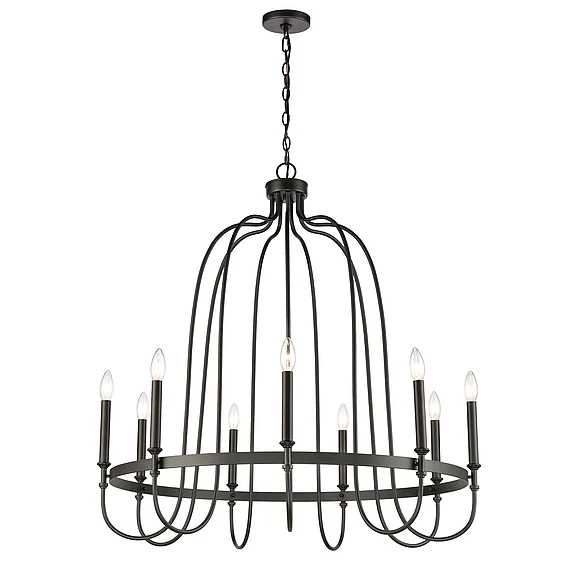 Atlas Wickshire 34'' Wide 9-Light Chandelier - Matte Black CL12505-BK