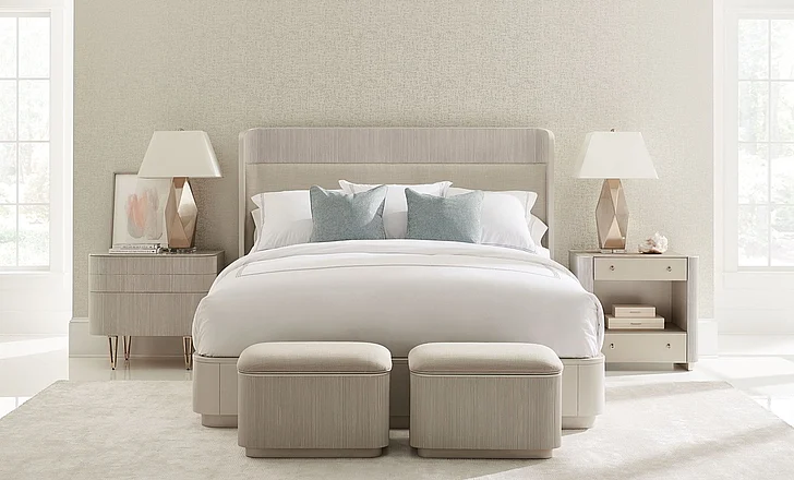 Caracole Furniture Classic Fall In Love 2pc King Bedroom Set in Matte Pearl