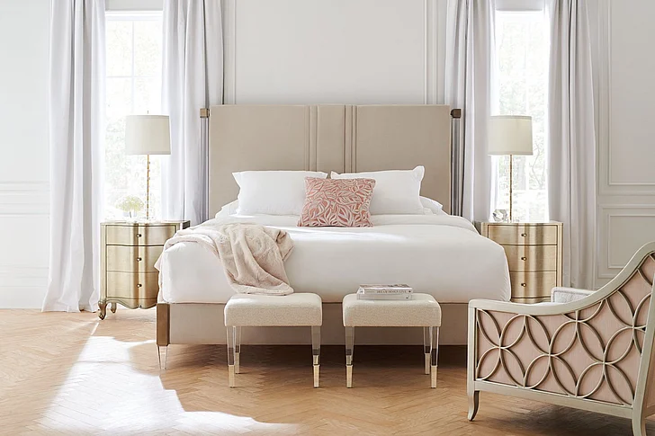 Caracole Classic Light Up Your Life 2pc King Bedroom Set in Golden Bronze