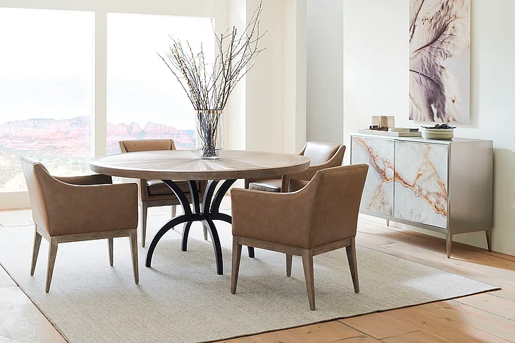 Caracole Furniture Classic Rough and Ready 5pc 54" Round Dining Set