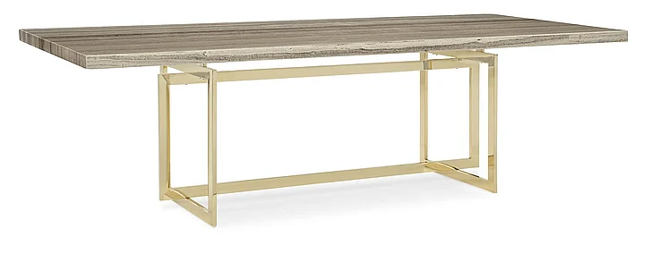 Caracole Furniture Classic Wish You Were Here Rectangular Dining Table in Whisper of Gold