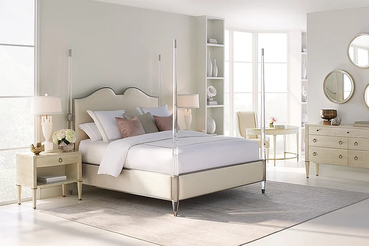 Caracole Furniture Classic The Post Is Clear Poster 2pc King Bedroom Set in Lightly Brushed Chrome