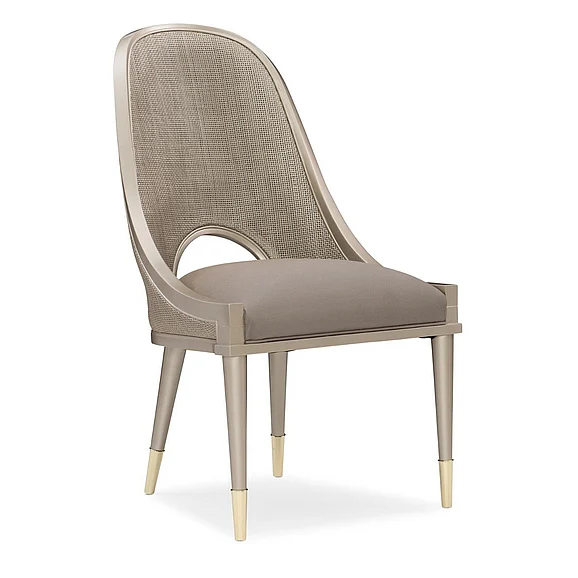 Caracole Classic Cane I Join You Dining Chair in Neutral Metallic