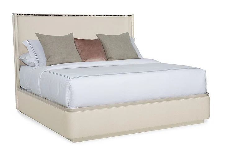 Caracole Furniture Classic Dream Big King Curved Bed in Soft Silver Paint