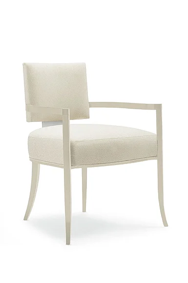 Caracole Classic Reserved Seating Arm Chair in Soft Silver Paint