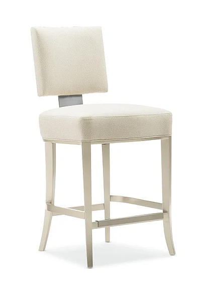 Caracole Classic Reserved Seating Counter Stool in Lightly Brushed Chrome