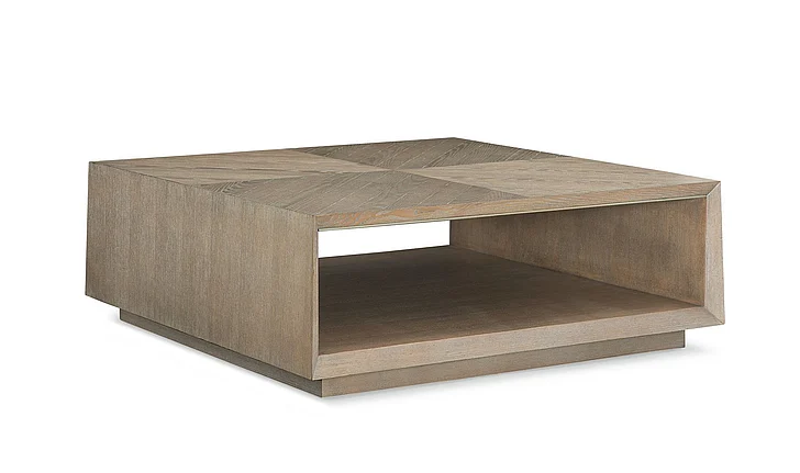Caracole Furniture Classic Boxcar Square Cocktail Table in Ash Driftwood CLA-420-4012