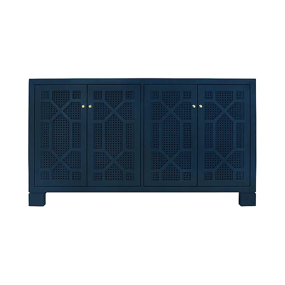 Worlds Away Claire Four Door Buffet in Matte Navy Lacquer CLAIRE NVY