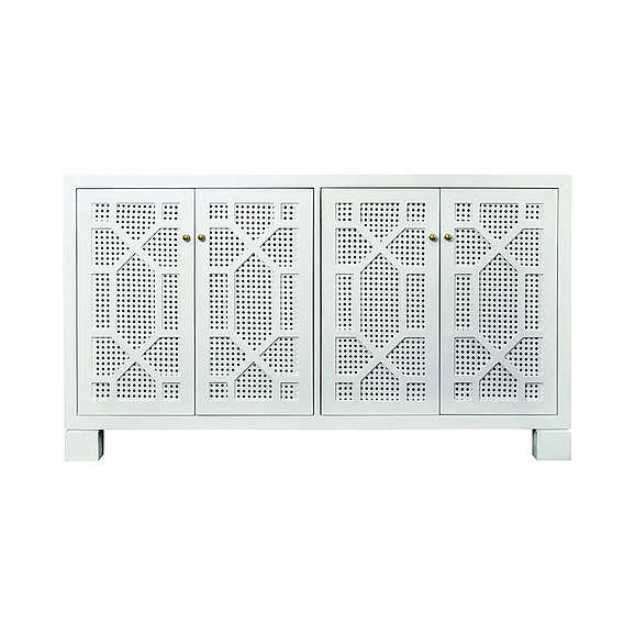 Worlds Away Claire Four Door Buffet in Matte White Lacquer CLAIRE WH
