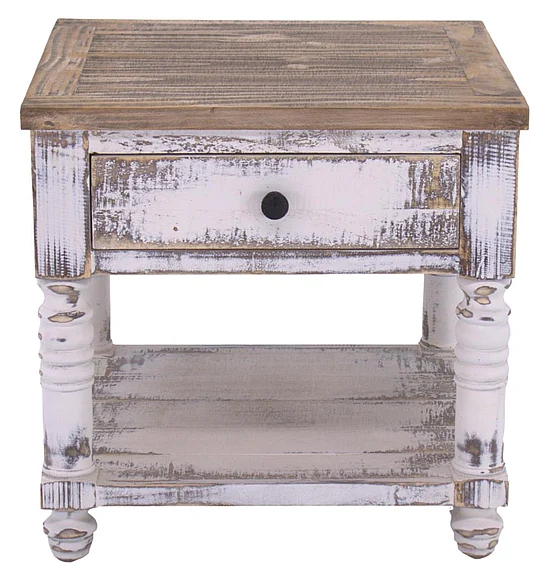 Split Nickel Clarice End Table Jes White Jes Sandstone Top MIC-CLARICE-ET | C3JWS2