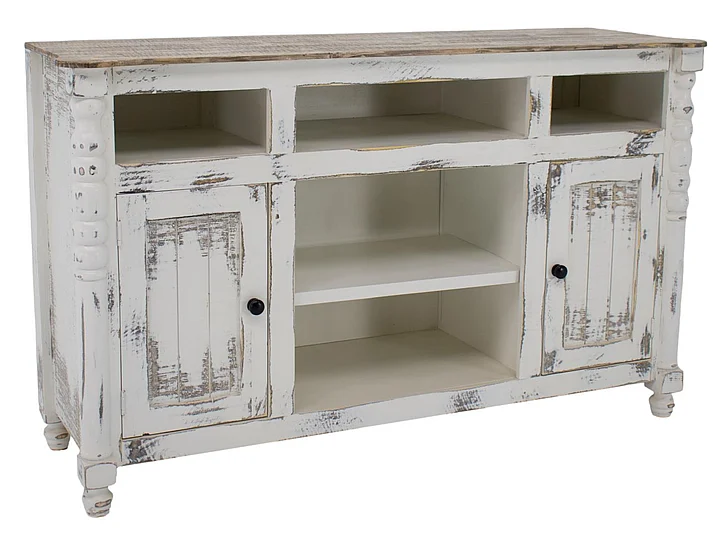 Split Nickel Clarice 62" Fireplace TV Stand Jes White Jes Sandstone Top MIC-CLARICE-62FP | C5JWS162