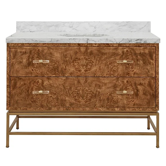 Worlds Away Clifford 48" Wide Bath Vanity with White Marble Top and Porcelain Sink CLIFFORD 48 DBW