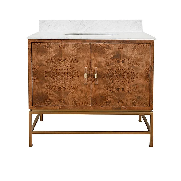Worlds Away Clifford Bath Vanity in Matte Dark Burl Wood and Antique Brass CLIFFORD DBW