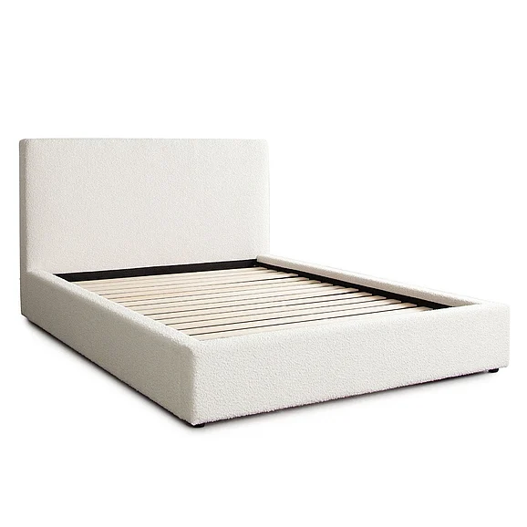 Diamond Sofa Cloud2 43-Inches Low Profile Eastern King Bed in Ivory Boucle Fabric CLOUD2IVEKBED