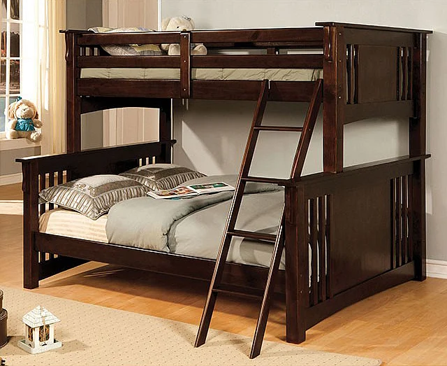 Furniture of America Spring Creek Twin/Full Bunk Bed in Dark Walnut CM-BK602F-EXP