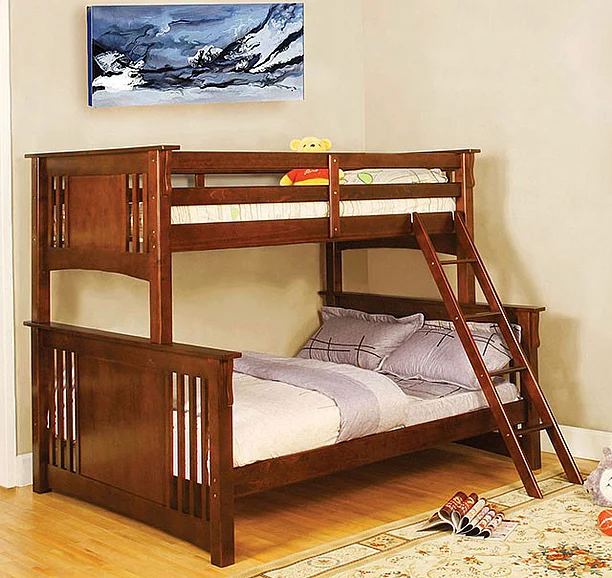 Furniture of America Spring Creek Twin/Full Bunk Bed in Oak CM-BK602F-OAK