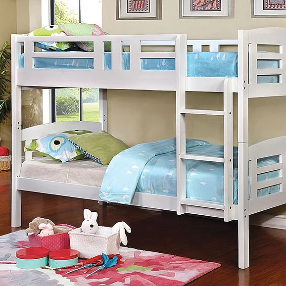 Furniture of America Cassie Twin/Twin Bunk Bed in White CM-BK627