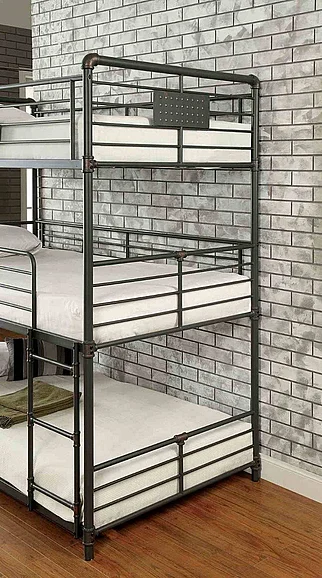Furniture of America Olga I Twin/Twin/Twin Bunk Bed in Antique Black CM-BK912-BED