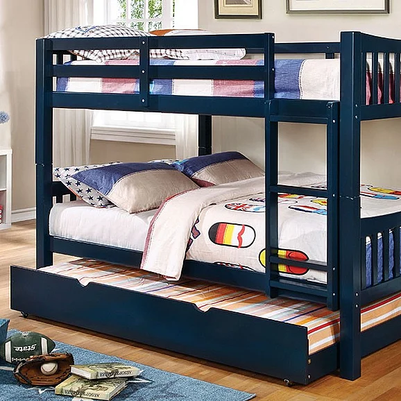 Furniture of America Cameron Twin/Twin Bunk Bed in Blue CM-BK929BL