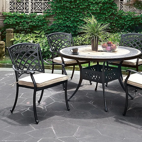 Furniture of America Charissa Round Patio Table in Antique Black Frame CM-OT2125-RT
