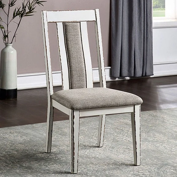 Furniture of America Halsey Side Chair in Weathered White and Warm Gray CM3142SC-2PK (Set of 2)