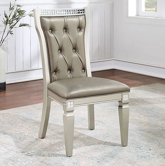 Furniture of America Adelina Side Chair in Champagne/Warm Gray CM3158SC-2PK (Set of 2)