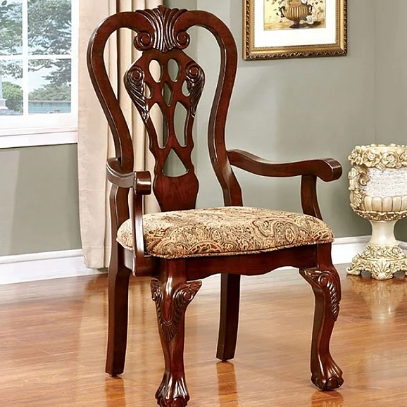 Furniture of America Elana Arm Chair in Brown Cherry (Set of 2) CM3212AC-2PK