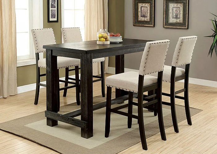 Furniture of America Sania II 5pc Bar Set in Antique Black