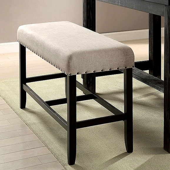 Furniture of America Sania II Counter Height Bench in Antique Black CM3324BK-PBN