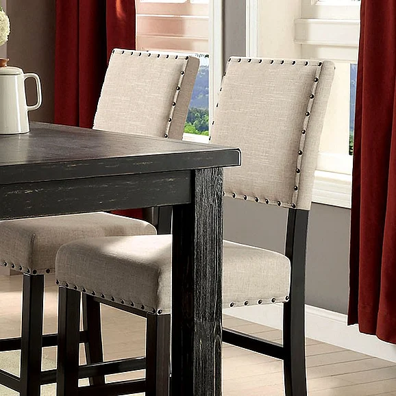 Furniture of America Sania II Counter Height Chair in Antique Black (Set of 2) CM3324BK-PC-2PK