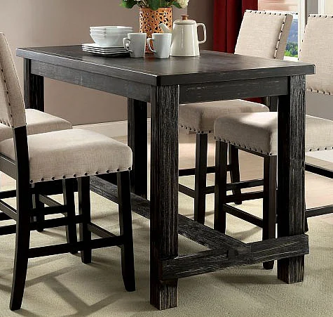 Furniture of America Sania II Counter Height Table in Antique Black CM3324BK-PT