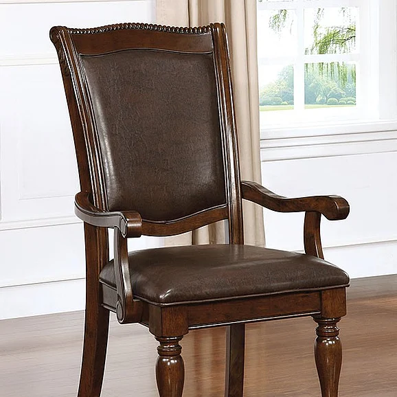 Furniture of America Alpena Upholstered Arm Chair in Brown Cherry CM3350AC-2PK
